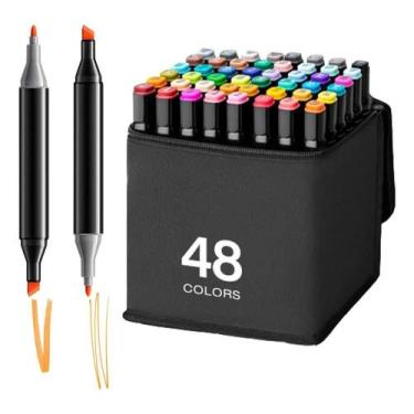 Imagem de Canetinhas Marcadores Coloridas Escolar Ponta Dupla Com 12, 24, 36 ou 