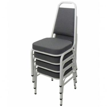 Imagem de Kit Com 4 Cadeiras Empilháveis Hotel Plus Cinza - OUTRAS MARCAS