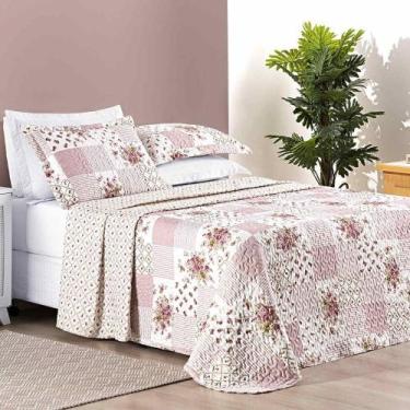 Imagem de Colcha Ayla Casal Queen Tecido Dupla Face Microfibra 03 Peças - Rosa F