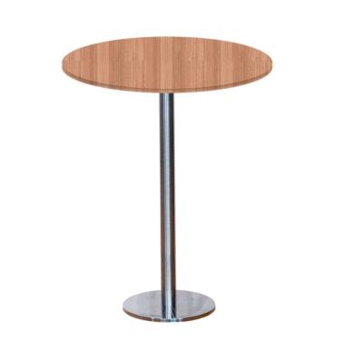 Imagem de Mesa Pisa Beta Bistrô Fratini 107,50cm (a) Disco Redondo Inox Tampo Mdp Redondo Noce Nat 80cm (l)