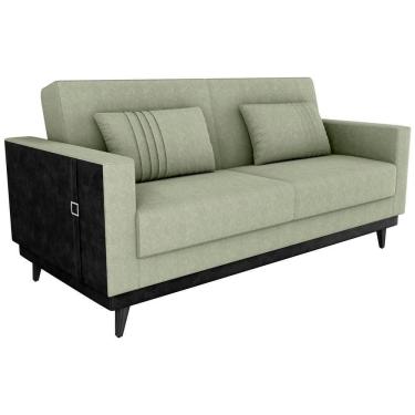 Imagem de Sofa Cama 2 Lugares 203 Cm Boucle Corino Preto Milani Store Oliva