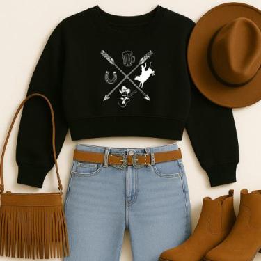 Imagem de Cropped Moletom Country Estampa Flechas Country Chapéu Ferradura Girl 