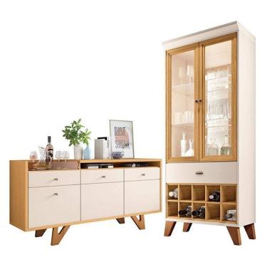Imagem de Buffet Soft E Cristaleira ópera Off White Cinamomo – Hb Móveis