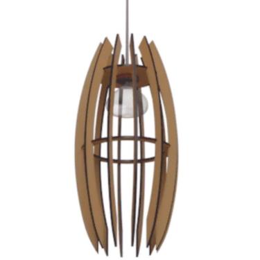 Imagem de Luminária Teto Tipo Pendente Espinhos Mdf - Completa Cor: Marrom