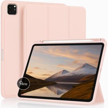 Imagem de Capa Case Premium para iPad Air 13 Polegadas M3/M2 (2025/2024) / iPad Pro 12.9 M1/M2 (2018/2020/2022) - Anti Impacto com função sleep e suporte para Apple Pencil (ROSA)