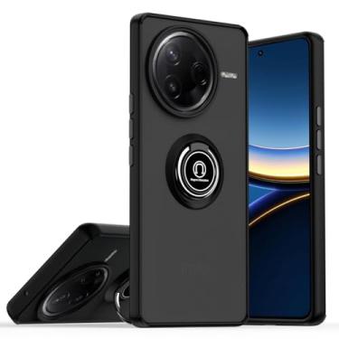 Imagem de QUIETIP Capa compatível com Poco F7 Pro com protetor de tela, TPU + anel magnético de policarbonato rígido, capa de suporte para carro, preta