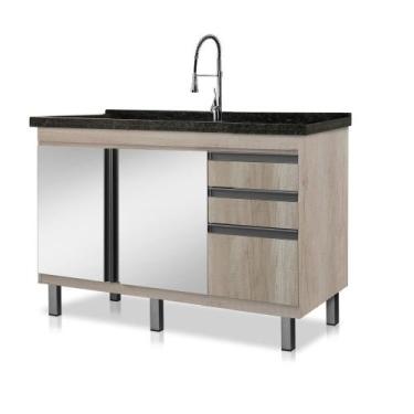 Imagem de Gabinete de Cozinha Espelhado Vitória para Pia de 1,14 m - Boatto Móve