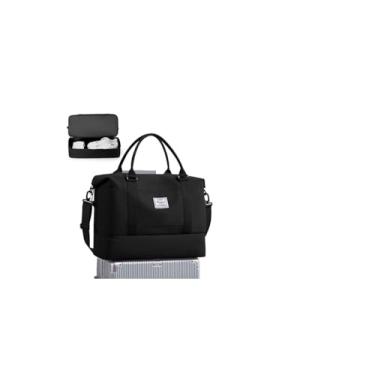 Imagem de Bolsa esportiva de viagem, bolsa esportiva, bolsa de ginástica, bolsa de ombro para noite de fim de semana para mulheres, A10 - Preto, GG