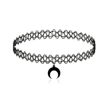 Imagem de 72ore Gargantilha preta, lua, aranha, gargantilhas pretas, colar moderno para mulheres 2025, joias de Halloween, presentes e vestidos de festa, acessórios, Sem Pedra Preciosa