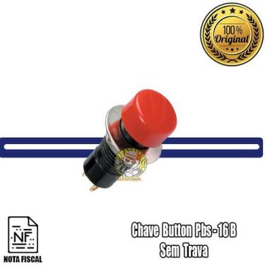 Imagem de Chave Botão Pbs 16B Kit com 5 Vermelho Sem Trava - Pbs16B
