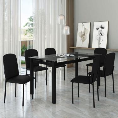 Imagem de Mesa de Jantar 6 Lugares Tokio Classic com Vidro Preto - Art Panta