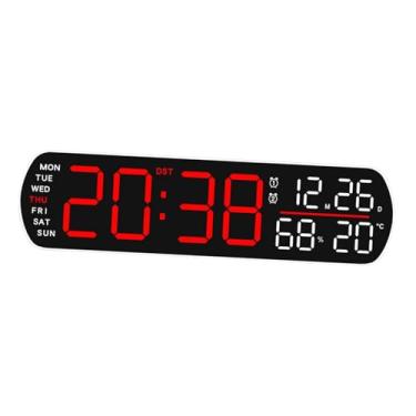Imagem de Ｂｅｓｇａ Despertador digital Relógio digital moderno inteligente prático multiuso LED Display Relógios de mesa para sala de aula Sala de jantar Mesa, Vermelho