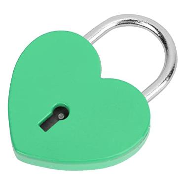 Imagem de Luqeeg Cadeado em Forma de Coração, Cadeados Coloridos em Metal em Forma de Coração Mini Cadeado Requintado com Chave para Diário Caixa de Joias Caixa de Armazenamento, 45 x 59mm (Verde)