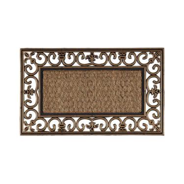 Imagem de Capacho Antiderrapante Fibra De Coco Dourado 45X75Cm - Kacyu