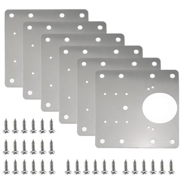 Imagem de Lind Kitchen Placa de reparo de dobradiça de porta de armário de aço inoxidável, 8 furos com parafusos para fixação de armários de cozinha, guarda-roupas, mesas, cadeiras de madeira, camas e