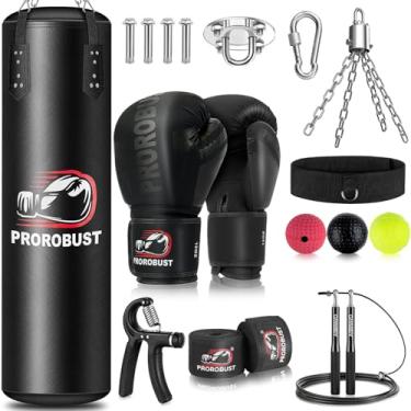 Imagem de Prorobust Saco de pancada para adultos, conjunto de saco de boxe pesado de poliuretano de 1,2 m com luvas de 350 ml para treinamento de karatê de karatê de MMA em casa (sem enchimento)