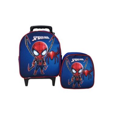 Imagem de Kit Mochila Escolar Homem Aranha Baby Azul Menino - DB