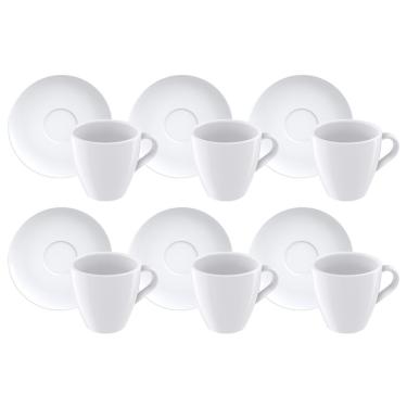 Imagem de Kit Xícara E Pires De Cappuccino Tramontina Paola Em Porcelana 200 Ml 12 Peças