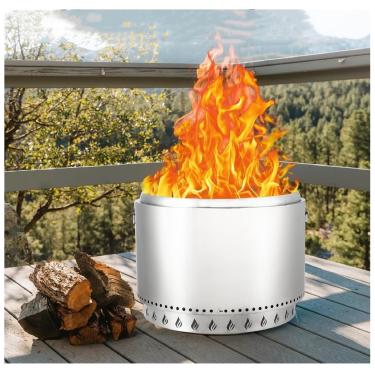 Imagem de Fogão Bonfire 2.0, fogueira sem fumaça de 40 cm, fluxo de ar de 360° e bandeja de cinzas removível, lareira a lenha de aço inoxidável, fogueira portátil ao ar livre, para 3 a 5 pessoas, 7,7 kg