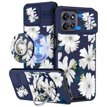 Imagem de Buleens Capa para Moto G Power 2025 - Capa para Motorola Moto G Play 2025 linda projetada com suporte de anel e capa de câmera feminina estética feminina kawaii flor branca capa de telefone compatível