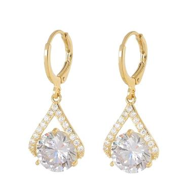 Imagem de Dreuyet Conjunto de brincos femininos de gota de água com diamantes, bijuteria de casamento, presente, Large, Plástico, Sem pedra preciosa