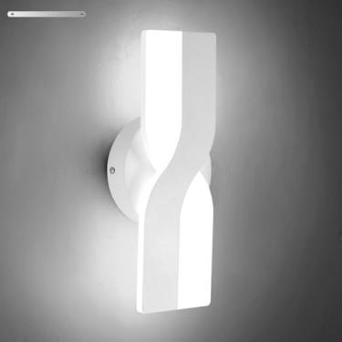 Imagem de Kawell Luminária de parede LED minimalista de 12W 1%-100% de escurecimento moderno arandela de parede interna com fio quadrado para cabeceira corredor estudo cozinha, branco 6000K