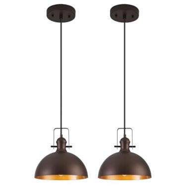 Imagem de Haolaike Luzes pendentes de 30 cm para ilha de cozinha fosco ORB Farmhouse luminárias pendentes de altura ajustável cúpula luz suspensa para sala de jantar quarto corredor, 2 pacotes