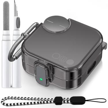 Imagem de LDSXAY Capa para CMF Buds Pro 2 com trava, capa protetora transparente de TPU para fones de ouvido sem fio CMF Buds Pro 2 com kit de limpeza, chaveiro e acessórios de cordão (cinza claro)