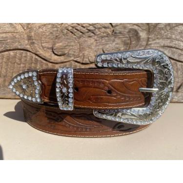 Imagem de cinto country feminino fivela prata - selaria rio negro, Marrom, 80