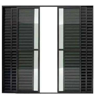 Imagem de Porta Balcão 6 Folhas Aluminio Preto C/Trinco 2,10x2,00