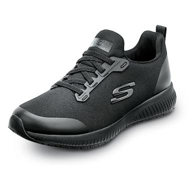 Imagem de Skechers Work Emma, feminino, bico macio, antiderrapante, EH, atlético sem cadarço, tênis de trabalho, Preto, 9 Wide