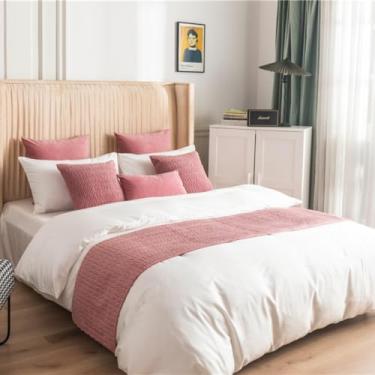 Imagem de Colcha de cama de luxo engrossada cama king size corredores de cama e cachecóis protetor de cama confortável para quarto hotel quarto de casamento decorativo - rosa ||45 x 45 cm fronha*1