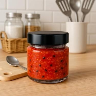 Imagem de Kit 12 Potes de Vidro Pianezza 210ml com Tampa Metálica 70mm – Multiuso para Doces, Geleias, Conservas, Bolo no Pote e Velas Artesanais (Preto)