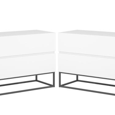 Imagem de Kit 2 Mesa De Cabeceira Eros 60 Estilo Industrial Branco / Pr