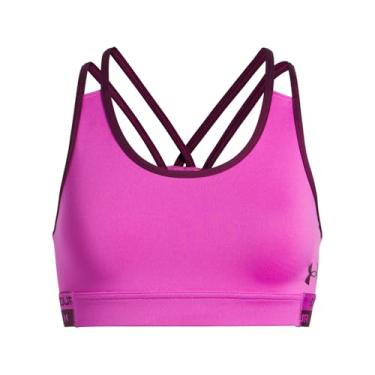 Imagem de Under Armour Sutiã esportivo HeatGear Mid Impact para meninas, (572) Magenta vívido / / Gêmeos roxo, GG