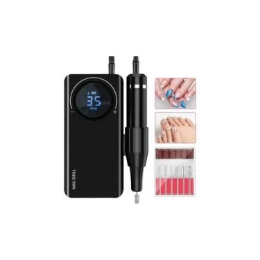 Imagem de Furadeira de unhas recarregável 35.000 RPM com kit de brocas 2600mAh 8