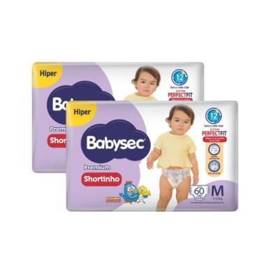 Imagem de Kit 2 Fralda Shortinho Babysec Premium Tamanho M com 60 Fraldas Descar