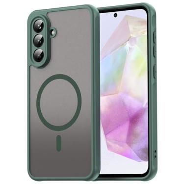 Imagem de Dinglijia Capa magnética fina para Samsung Galaxy A56 5G, capa resistente ao ar livre durável, proteção antiqueda de grau militar e capa de proteção de lente de câmera para Samsung A56 5G, verde FD