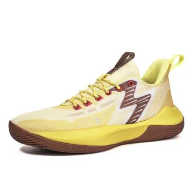 Imagem de Bolognifi Tênis de basquete masculino antiderrapante para treino em quadra Equipamento de basquetebol(Yellow,43 BR)