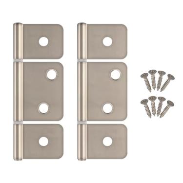 Imagem de Dobradiça de níquel acetinado de três folhas com bandeira de 8,5 cm com dobra e obturador | Pacote com 2 | Hardware para móveis de armário sem encaixe | DL-H545-350SN (1)