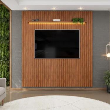 Imagem de Painel para TV até 75 Polegadas Ripado com LED DJ Móveis Trento 223 Fr