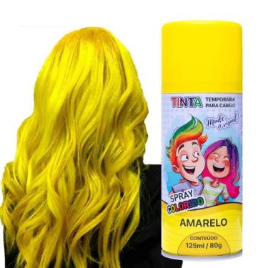 Imagem de Tinta de Cabelo Amarela Temporária Spray lavável Cabelo Maluco Festas 