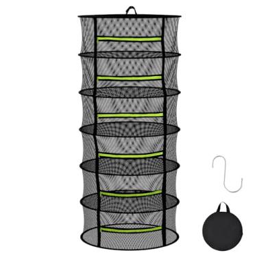 Imagem de XYDHQS Rack de secagem de ervas 4/6 camadas Rede de secagem de ervas respirável Rede de secagem de ervas com zíper cesta de malha dobrável para pendurar rede seca para ervas e peixes nozes (preto-1