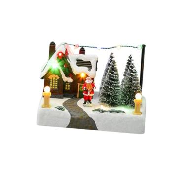 Imagem de CarpNettore Mini Casa de Natal com Cenário Musical, Decoração Colecionável de LED em Resina para Sala de Estar E Festa, Decoração para Casa, Papai Noel, Tamanho real
