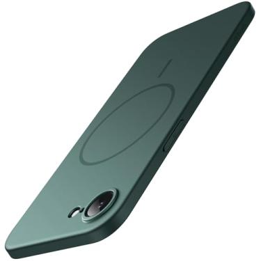 Imagem de JETech Capa Magnética Fina para iPhone 16e 6,1 Polegadas 2025 Compatível com MagSafe, Proteção Total da Lente da Câmera, Case Minimalista Ultrafina e Leve com Acabamento Fosco (Verde Meia-Noite)