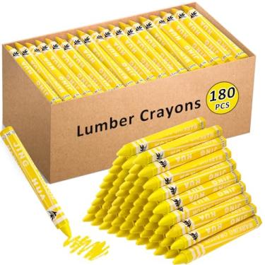 Imagem de MotiMind 180 peças de giz de cera industrial de cera de cera marcador de construção para artesanato marcação detalhada em madeira serrada caixa de metal cerâmica vidro concreto plástico 11,3 cm x 1,1