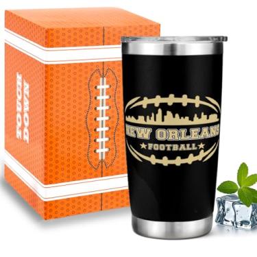 Imagem de Copo de café isolado de 590 ml para fãs de futebol com tampa Nova Orleans Loja de produtos temáticos para homens e mulheres Equipamento esportivo Vestuário Saints Team Desk Decor Acessórios Mercadoria