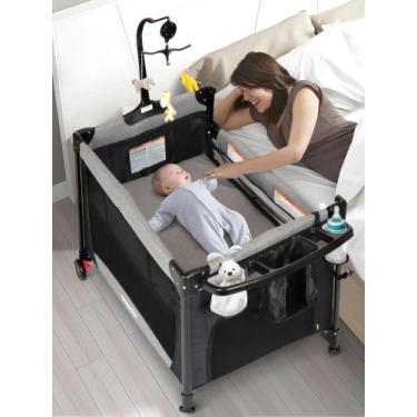 Imagem de Berço de bebê BIUSIKAN Pack and Play com trocador de fraldas e muito m