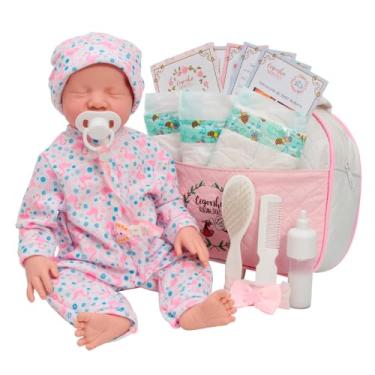 Imagem de Boneca Reborn Bebê Realista Corpo Silicone Bolsa Acessórios