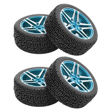 Imagem de Domary RC WHELES E PENSOS Conjunto, Pneu de Borracha de Roda de Alumínio, Força de Aderência E Manuseio Forte, Alta Resistência Ao Desgaste, Fácil de Instalar, para HSP 94122 94123 TT01 (#3)